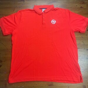 Helly Hansen Red Polo Shirt Men Large Short Sleeve HH Logo Golf Riftline Sailing